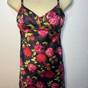 NWT Victoria's Secret Black and Pink Floral Chemise